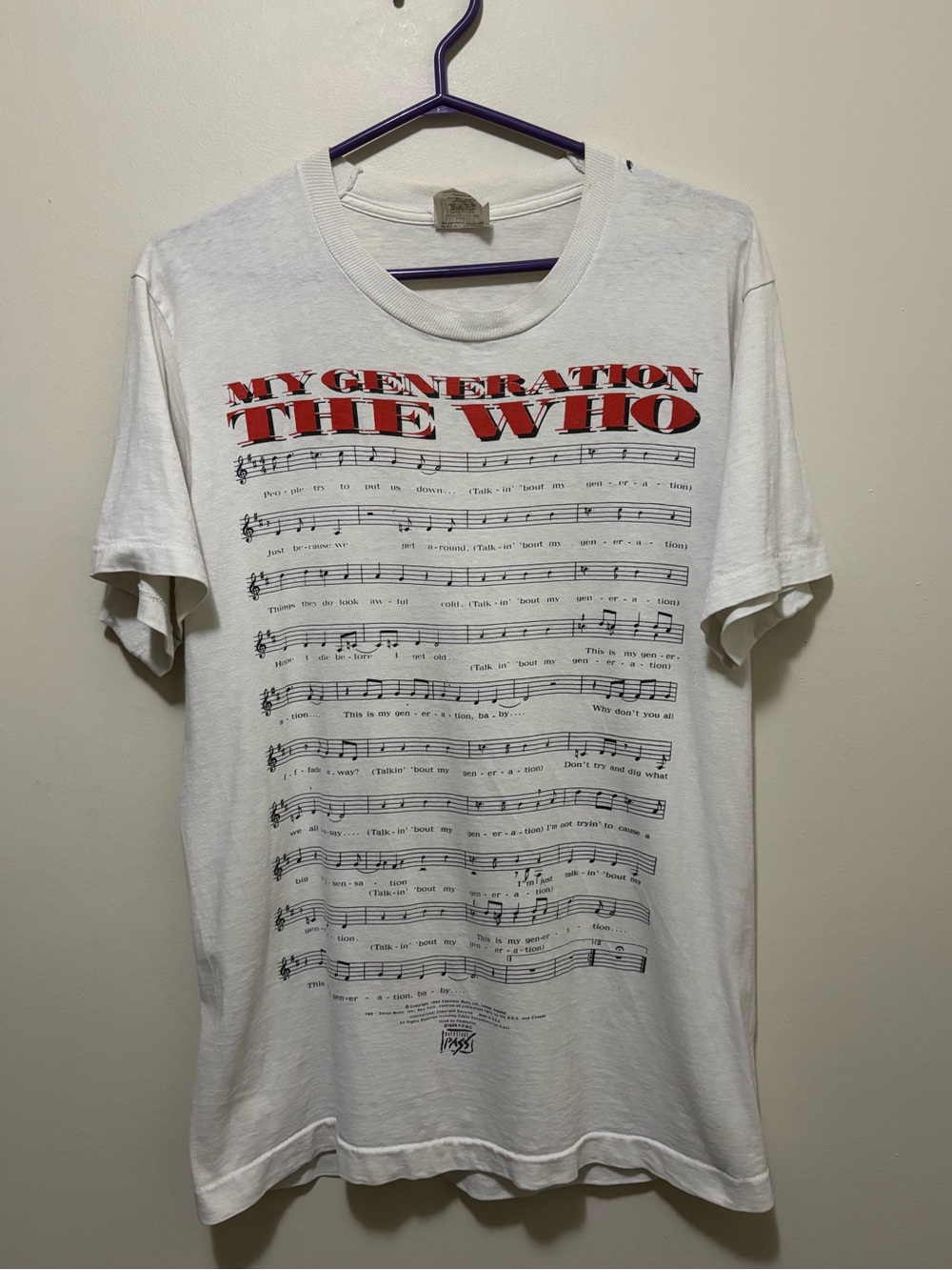 Vintage 1989 The Who "My Generation" / "The Kids Are Alright Tour" Single-Stitch